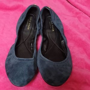 Cole Hann Grand.0s suede blue ballet flats
